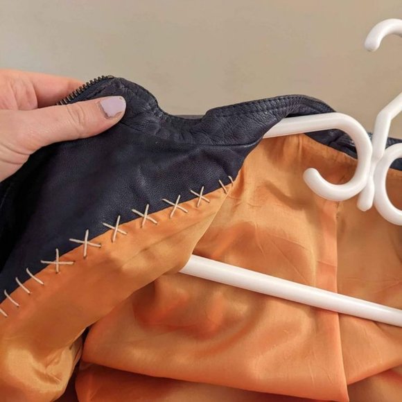 MEDIUM Blue-Grey Leather Moto Jacket From Italy - Picture 4 of 4